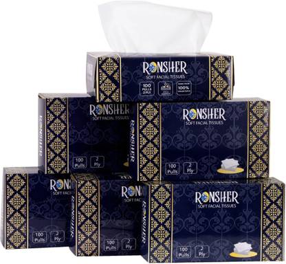 RONSHER Premium 2 Ply Pack of 6 Tissue Box
