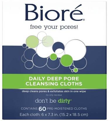 Biore Daily Deep Pore Cleansing Cloths, Facial Cleansing Wipes