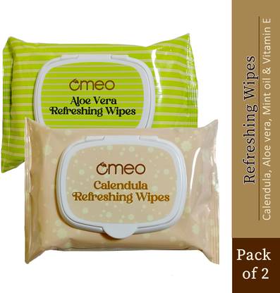 Omeo Calendula & Aloe Vera (Combo Pack) Wet Wipes with Calendula, Mint Oil&Vitamin E