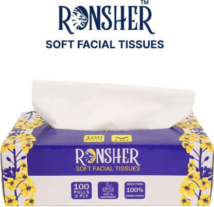 RONSHER 2-ply Soft Facial tissue paper| 100 pulls |Pack of 1