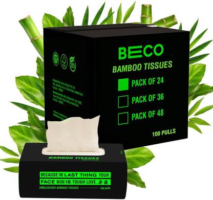 Beco Bamboo Bulk Pack, 2-Ply-100 Pulls Each, 100% Natural & Ecofriendly Tissue Paper