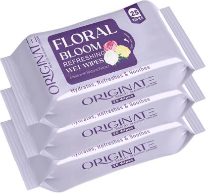ORIGINATE Floral Bloom Refreshing Wet Wipes for Easy Ma...