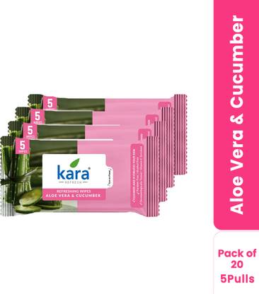 KARA Aloe Vera & Cucumber Refreshing Facial Wet Wipes | Cooling & Hydrating |