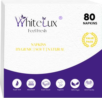 WhiteLux Premium Soft 100% Virgin Quality Tissue Paper Napkin (Pack of 1)  (80 Tissues) at Rs. 57