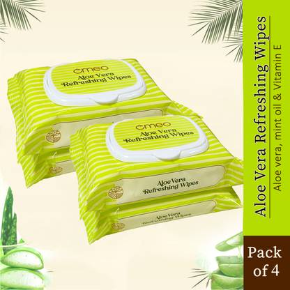 Omeo Aloe Vera Refreshing Wipes - 25N (Pack of 4)