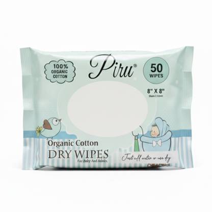 Piru Disposable Soft Dry Wipes for Baby and Adults Ultra Soft wipe, 50 wipes (Pack 1)