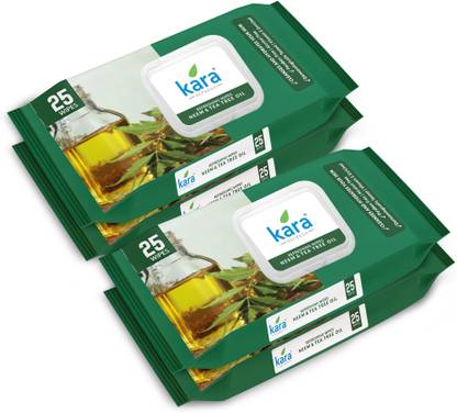 KARA Neem & Tea Tree Oil Facial Wet Wipes | For Clear, Healthy, Acne-Prone Skin |