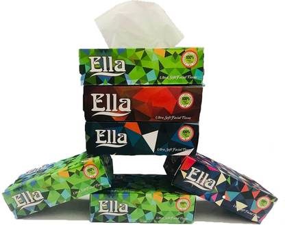 ELLA Tissue Paper Box - 2 Ply Ultra Soft Facial Tissue - 100 Pulls Per Box