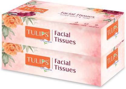 Tulips Facial Dry Tissue Paper, made with 100 % Virgin Pulp, 80 Pulls