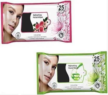 DREAM BELLA PACK OF 2 FACIAL WIPES FLAVOUR (ALOE VERA WITH ROSE)