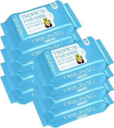 ORIGINATE Tropical Paradice Refreshing Wet Wipes for Easy Makeup Excess Oil Removal-Pack-3