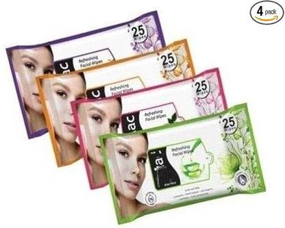 D-Top BEST Refreshing Wet Wipes With 4 Different Fragrance, Facial Wet Wipes Pack Of 4