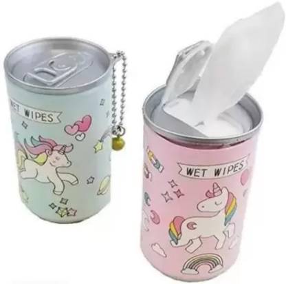Extraposh Mini Portable Wet Wipes Tissue Can for Cleaning Face & Body Pack of 2, 60 tissue