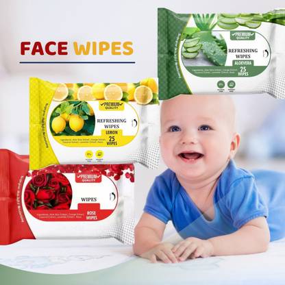 skinic Simple Face Cleansing Wipes - Rose Aloe Vera Lemon, Gentle on Sensitive Skin