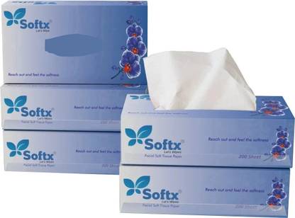 softx Blue Facial Tissue 2 Ply (100 Pulls Each Box) For Home/Office/Car.