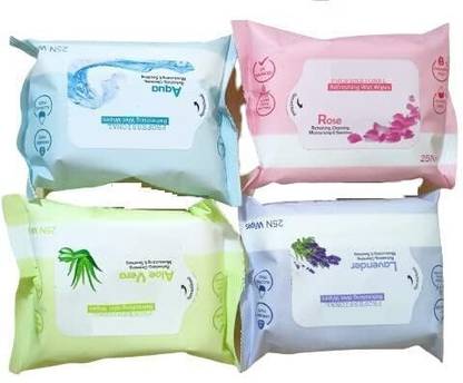 EverGlam Refreshing Wet Wipes With 4 Different Fragrance, Facial Wet Wipes