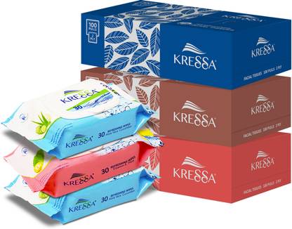 KRESSA Face Tissue and Wet Wipes Combo Pack