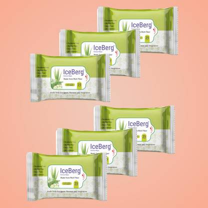 ICEBERG premium wipes Cleansing Face Wipes Aloe Vera Cucumber Pack Of 6 Total 150 Wipes