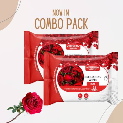 skinic Rose & Mint Refreshing Wipes – Oil Control & Freshness | Pack of 2 (50)