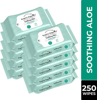Sceptre Organics Soothing Aloe Detox Wet Wipes with Aloe Vera & Neem | Normal to Dry Skin