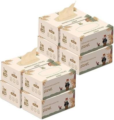 IMECO Soft 100% organic 2 ply Bamboo Facial Tissue Box Pack of 8 | 100 pulls