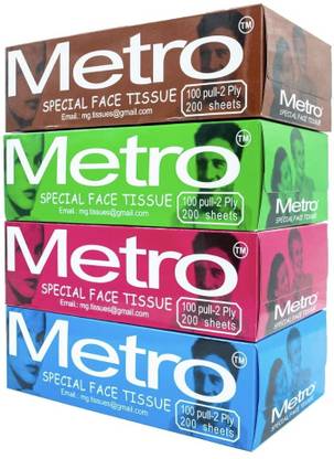 MG METRO FACIAL TISSUES 4 IN 1 PACK 2PLY 400 PULLS (800 SHEETS)
