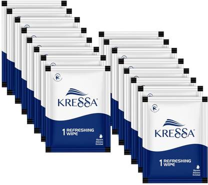 KRESSA Refreshing and Cleansing Wet Wipes | PH Balanced | Single Wipes Sachet
