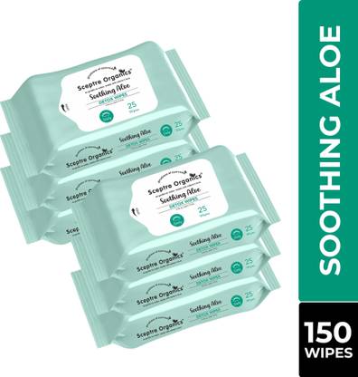 Sceptre Organics Soothing Aloe Detox Wet Wipes with Aloe Vera & Neem | Normal to Dry Skin