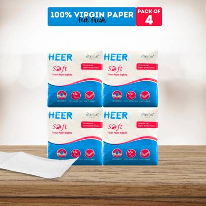 WhiteLux Heer Soft Premium OBA Free 100% Virgin Tissue Paper (Pack Of 4)