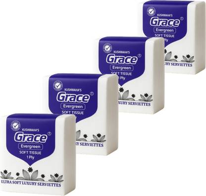 Pristine Ply Tissue Paper Ultra-Soft, Highly Absorbent, Facial & Multipurpose Use Pack of 4