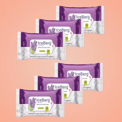 ICEBERG premium wipes Cleansing Face Wipes 25 Pcs/Pack (Pack Of 6 ) 150 Wipes Lavender Fragrances