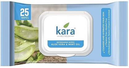 KARA Aloe Vera & Mint Oil Refreshing Facial Wet Wipes 25 Pulls