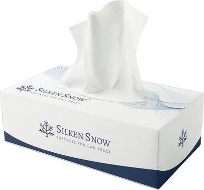 SILKEN SNOW 2 Ply Facial Tissue Paper Box, Car Tissue Box, Face Tissue - 100 Pulls