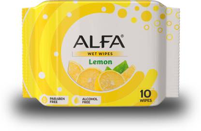 ALFA Refreshing Face Wet Wipes Lemon | Pack Of 4