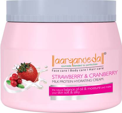 Aaryanveda Strawberry & Cranberry Milk Protein Cream, Nourishes Skin, Gives Healthy Glow