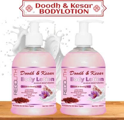 Regolith Milk & Kesar Advanced Body Lotion Helps,smooth and healthy skin & body