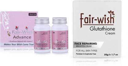 FAIR WISH L Glutathione capsule with Vitamin C capsules, along with Glutathione Cream