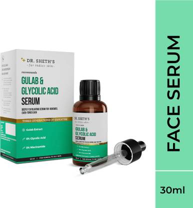 Dr. Sheth's Gulab & Glycolic Acid Face Serum for Deep Exfoliation & Even-toned Skin