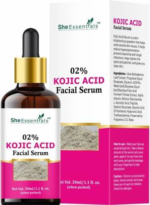 She Essentials 2% Kojic Acid Face Serum W/ Vitamin C & Vitamin B3 for Dark Spots & Pigmentation