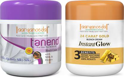 Aaryanveda Gold Bleach 400g & Tanend Cream Tan Removal 450g for Glowing Skin