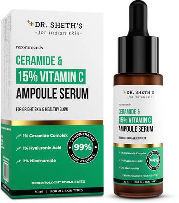 Dr. Sheth's Ceramide & 15% Vitamin C Ampoule Serum | 99% Pure Grade Vitamin C