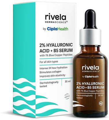 Rivela Dermascience 2% Hyaluronic Acid with 1% Blue Copper Peptide Serum|24-Hour Hydration