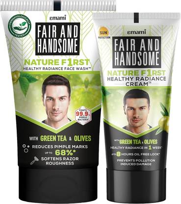 FAIR AND HANDSOME Nature First Radiance Combo For Men | Cream 60 GM & Face Wash 100GM
