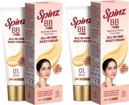 Spinz BB Pro Brightening & Beauty All-in-One Daily Face Cream , 29g (Pack of 2)