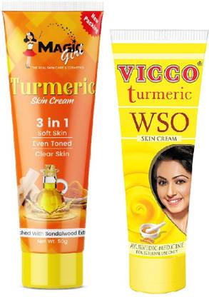 VICCO WSO FAIRNESS CREAM 15 GRM + MAGIC GIRL TURMERIC CREAM 50 GRM
