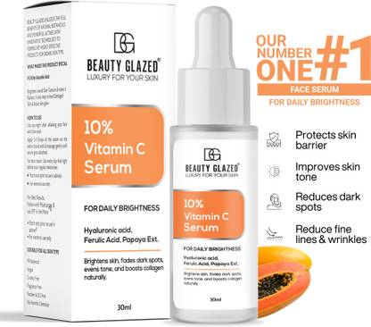 Beauty Glazed 10% Vitamin C Serum With Hyaluronic Acid & Papaya Ext For Skin Brightening