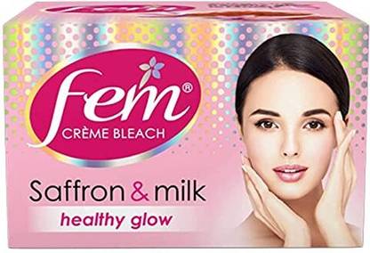 Fem Salon Professional Crme Bleach Saffron & Milk 315gm Healthy Glowing Skin (315 g)