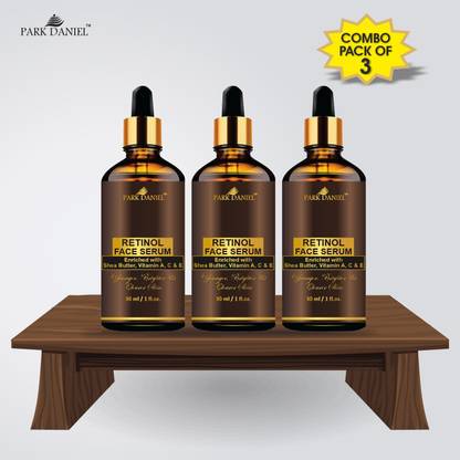 PARK DANIEL Premium Retinol Face Serum Enriched With Shea Butter, Vitamin A, C & E -For Younger, Brighter and Clearer Skin Combo Pack of 3 Bottle of 30 ML(90 ML)