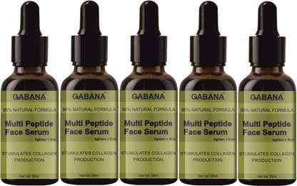 GABANA Multi Peptide Anti-Aging Face Serum For Collagen Boosting (30ml) Pack of 5