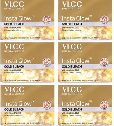 VLCC Insta Glow Gold Bleach For Instant Fairness & Glowing Skin (Pack of 6)
